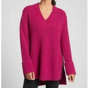 Athleta | Shasta Oversized Wool Knit Sweater In Dark Pink Size Medium